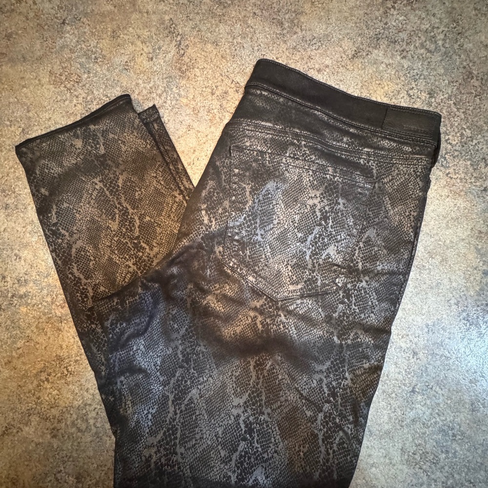 Express Black Snake-Print Skinny Pants